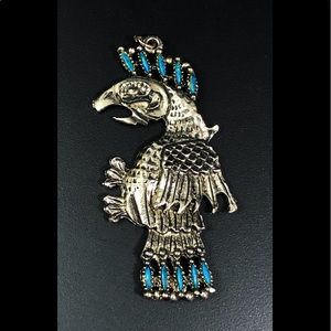 Southwestern style silver tone Thunderbird pendant